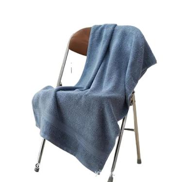 Imagem de Toalha de banho de algodão grande, 100% algodão, 60 x 120 cm, terry dupla face extragrosso, secagem rápida, macia e absorvente, sem fiapos, para casa e praia (azul)