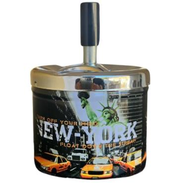 Imagem de Cinzeiro Com Tampa Giratória Metal Anticheiro Reservatorio(Nova York)