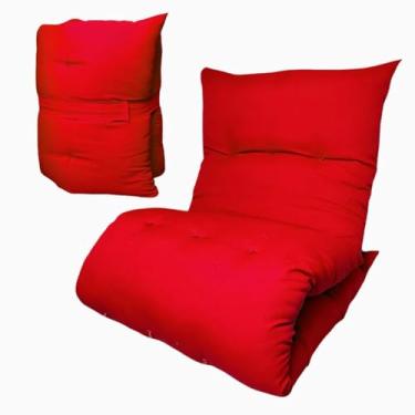 Imagem de Almofada Futon Dobrável 170x60x9cm Colchonete Multiuso Macio para Chão Sofá Meditação Leitura e Visitas(Vermelho)