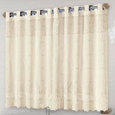 Imagem de Cortina Alibabá 2 Metros Renda Sala Quarto Varão - Palha