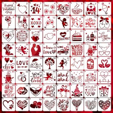 Imagem de 64 peças de estênceis e modelos para pintura, modelo reutilizável de 7,6 cm para artesanato, tela de parede de madeira, decoração de casamento, suprimentos de arte