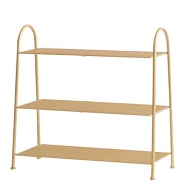 Imagem de Prateleira de sapato organizador de sapateira de metal prateleiras de armazenamento de sapatos para sala de estar, entrada, corredor e vestiário, suporte de sapatos (cor: ouro, tamanho: 64 * 28 * 37