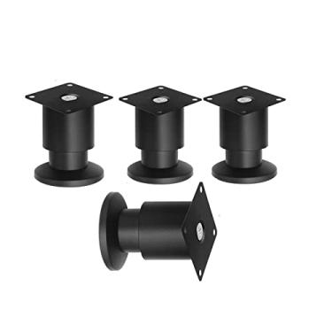 Imagem de JGHITROME Pés de suporte para móveis. 4 peças de perna de armário, perna de mesa de cozinha, para mesas, SOFE, cômoda, cadeira, otomana, banco de TV, altura ajustável de 0 a 10 mm, com parafuso (preto