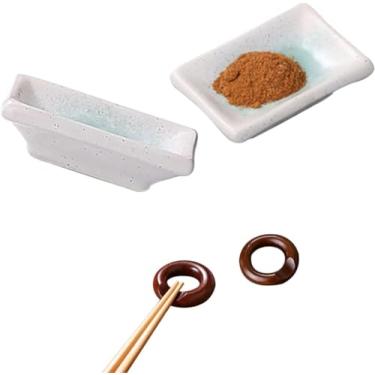 Imagem de Conjunto de tigelas de cerâmica para sobremesa, tigelas de imersão de cerâmica, estilo 2 unidades de pratos de molho para mergulhar, prato quadrado de molho de soja de sushi, tigelas pequenas para