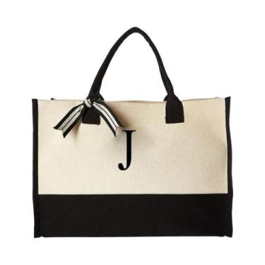 Imagem de Bolsa De Lona De Grande Capacidade Com Design De Letras E Flores, Bols