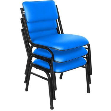 Imagem de Kit com 3 Cadeiras para Auditórios Linha Hotel Smart Azul