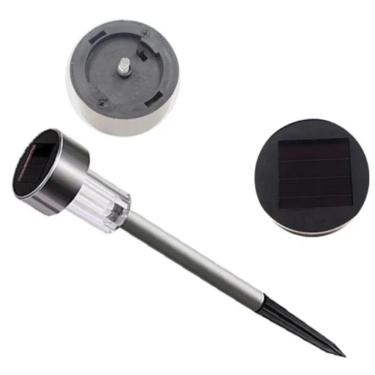 Imagem de Luminaria Solar Balizadora Espeto Jardim Led Automatica Em Inox Lampada Poste Recarregavel Luz Decoração