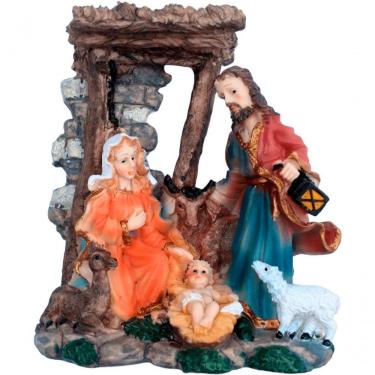 Imagem de Presépio Estatueta Sagrada Família Nascimento De Jesus 19cm