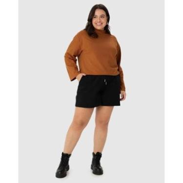 Imagem de Blusa Ampla Feminina Plus Size Em Moletinho Stretch Linho-Feminino