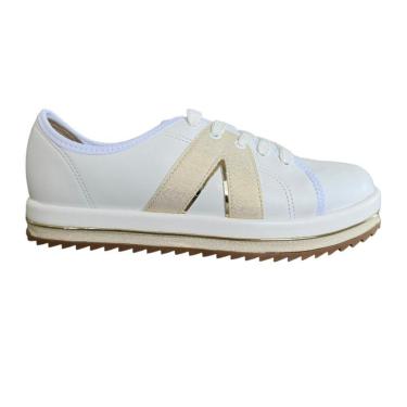 Imagem de Tênis Beira Rio Casual Flatform Feminino 41961030 Branco - Dourado-Feminino