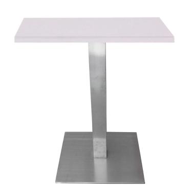 Imagem de Mesa Quadrada Alpha Inox Prata 73,50 Cm (altura) Tampo Mdp Quadrado 60 Cm Branco (larg)