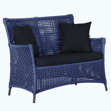 Imagem de 1 Sofá área Externa Igapó Alumínio Preta Corda Náutica E12 Azul