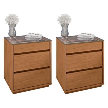 Imagem de Kit 2 Mesas De Cabeceira Belize 3 Gavetas Cedro - Casa D Cedro