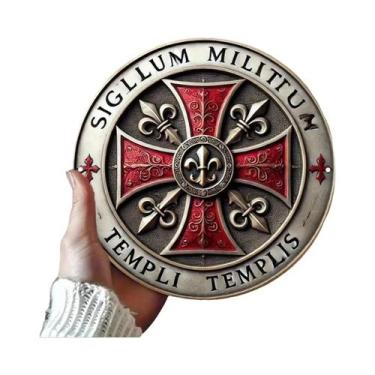 Imagem de Emblema Dos Cavaleiros Templários Medievais, Placa De Metal Redonda De