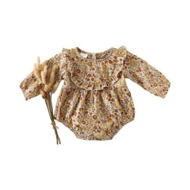 Imagem de Macacão Floral De Algodão Para Bebê Menina Com Renda, Roupas De Verão 