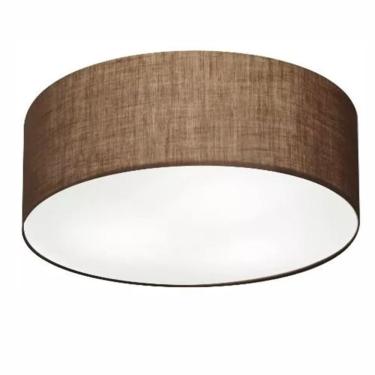 Imagem de Plafon Cilíndrico Md-3006 Cúpula Em Tecido 60x15cm Café - Bivolt