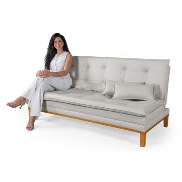 Imagem de Sofá Cama Mobly Estofado em Corino Pés em Madeira Reforçado