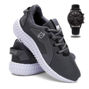 Imagem de Tênis de Academia Masculino Ultra Leve e Macio + Relógio - Lorenzzo Lo