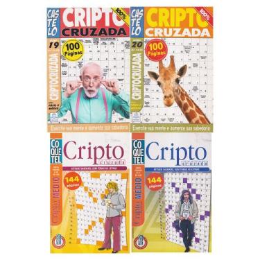 Imagem de Kit 4 Livros de Passatempos Coquetel Castelo Cripto Cruzada 488 Página