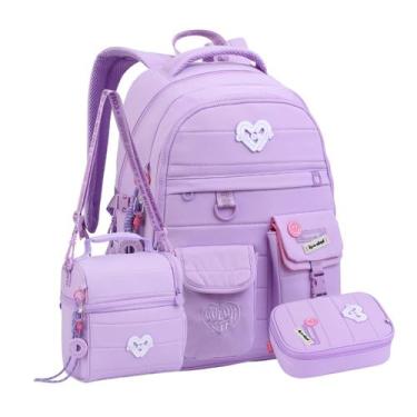 Imagem de Kit Mochila De Costas Color Up Escolar Lancheira Estojo Box Cor:Lilás 