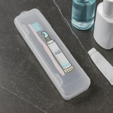 Imagem de Estojo Plástico para Higiene Bucal Porta Escova e Creme Dental Portáti