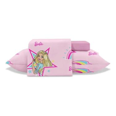Imagem de Jogo Lençol Solteiro Toque Seda 3 Pçs Jolitex Estampado Barbie