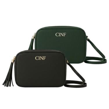 Imagem de Bolsa Feminina Transversal Kit 2 peças Alça Ajustável - CINF, Preto, V