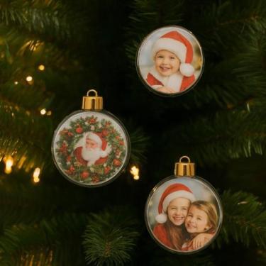 Imagem de 3 Bolas De Natal Transparente 8Cm Para Fotos Com Iluminação - Evolutio