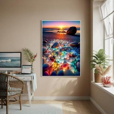 Imagem de Quadro Decorativo Vidros Marinhos-70X50Cm - Quadros On-Line