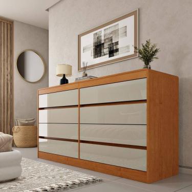 Imagem de Cômoda ísis 8 Gavetas 100% Mdf 15mm Cinamomo/Off White - Pnr Móveis