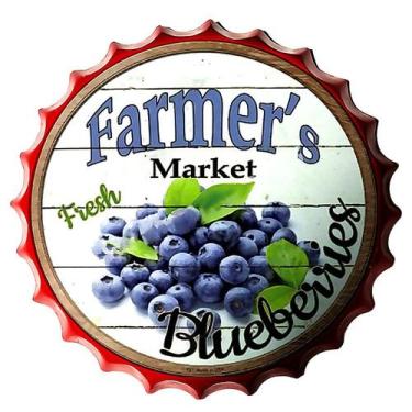 Imagem de Pintura em ferro, decoração de parede, Farmer's Market, mirtilos, 25x2