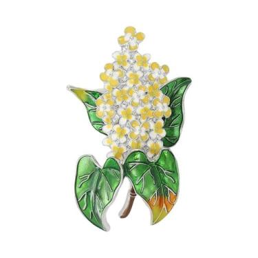 Imagem de Broches De Hortênsia Esmaltados Unissex Femininos Com Strass, Alfinete