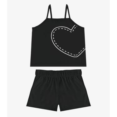 Imagem de Conjunto Infantil Blusa e Shorts Menina Select Preto, 8, Preto
