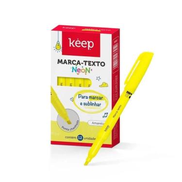 Imagem de Marca Texto Neon Caixa Com 12 Unidades Keep Amarelo