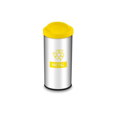 Imagem de Lixeira Com Tampa Basculante Brinox Decorline Para Coleta Seletiva Metal 40,5 Litros Aço Inox