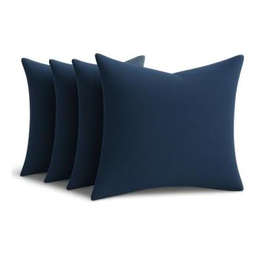 Imagem de Kit Conjunto 4 Capas Almofadas Veludo 45x45 Diversidade Cores Cor:Azul