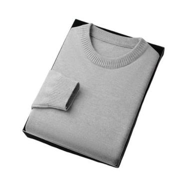 Imagem de Suéter Masculino Vintage De Gola Redonda, Manga Longa, Leve, Em Cor Só