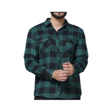 Imagem de Camiseta Masculina Xadrez Flanelada Com Bolsos Manga Longa - CJ WEAR, 