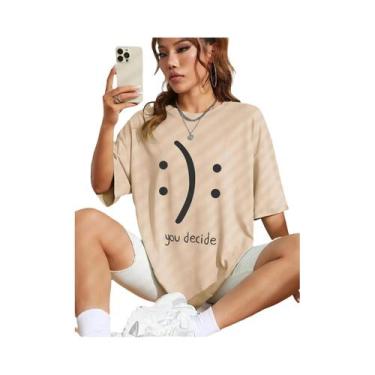 Imagem de Camiseta Casual Feminina De Algodão Com Estampa Harajuku, Estilo Hip H