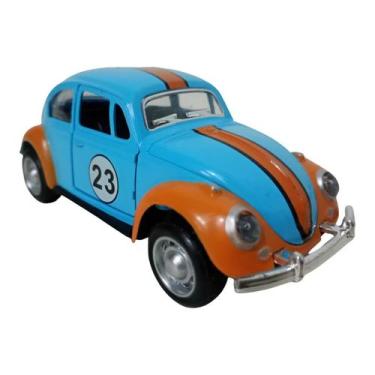 Imagem de Carrinho Miniatura Fusca Fricção Abre Porta Colecionável - Dexin, Azul