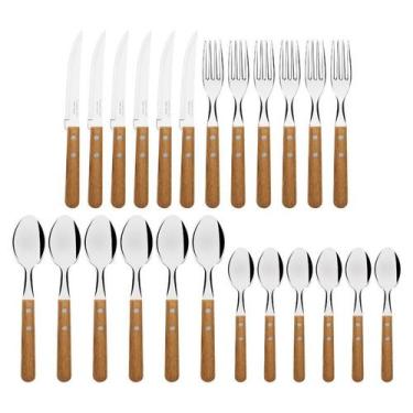 Imagem de Faqueiro Tramontina Dynamic com Lâminas em Aço Inox e Cabos de Madeira