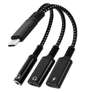 Imagem de caojunzhen Fones de ouvido 1 em 3 USB C para Tipo-C e fones de ouvido tipo C, além de fones de ouvido de 3,5 mm, adaptador de carregamento PD 60W, compatível com GalaxyS22, iPad Pro, Pixel, iPhone 16