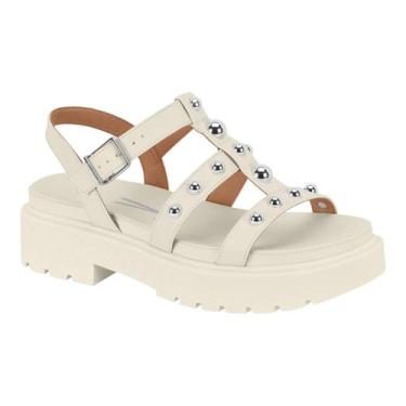 Imagem de Sandalia Papete Vizzano Tratorada Feminina Tiras Spike, Branco, 37