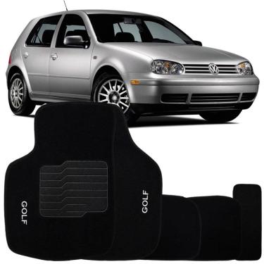 Imagem de Tapete Carpete Golf 1999 à 2011 Preto Logo Bordado Jogo 5 Peças Personalizado Automotivo