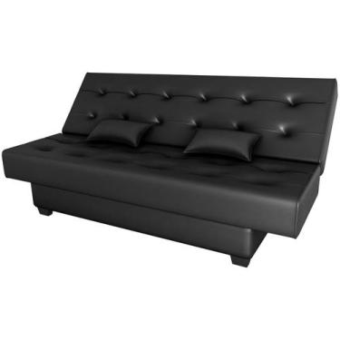 Imagem de Sofá Cama 3 Lugares Laila Sintetico Preto Matrix, Preto, 3