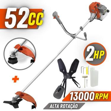 Imagem de Máquina de Cortar Grama Á Gasolina Tekna RL520ACG2 2T 52cc 2HP 13.000RPM Roçadeira Lateral Com Faca 3 Pontas e Carretel Nylon