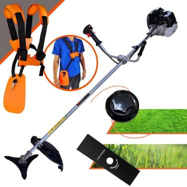 Imagem de Máquina de Cortar Grama Lateral À Gasolina Anmax CG430B 43cc 1,7HP 12.000rpm Motor 2T Roçadeira Com Carretel Nylon + Faca 2 Pontas + Faca 3 Pontas