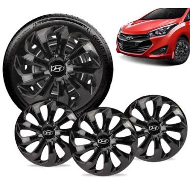 Imagem de Jogo 4 Calotas Velox Aro 14 Preta Hyundai Hb20 Hatch Sedan - Elitte