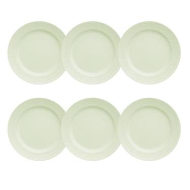 Imagem de Kit 06 Prato Raso Verde Menta Chevron Germer Porcelanas