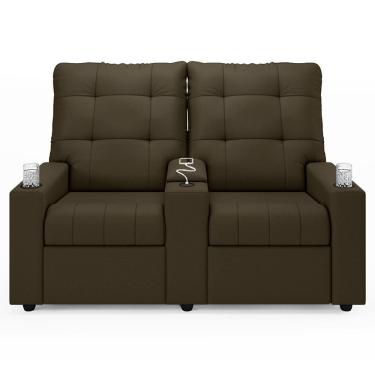 Imagem de Poltrona De Cinema Reclinável 2 Lugares Baú Usb Mallie Fh9 Veludo Capuccino - Mpozenato